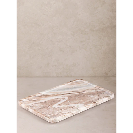 GAURI KOHLI Clover Beige Marble Tray