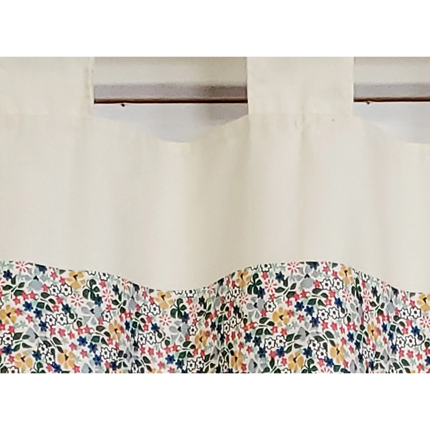 RLF Home 4" Top Tab High Quality Fabric Petite flower Tab Valance for Windows 50" x 15" Multi