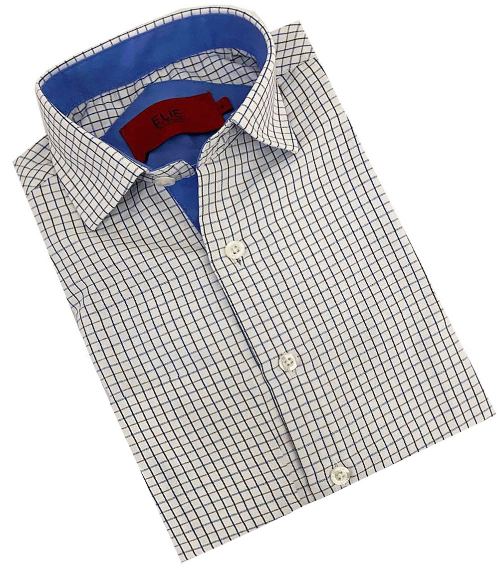Elie Balleh Boys Slim Fit Plaid Short Sleeve Shirt