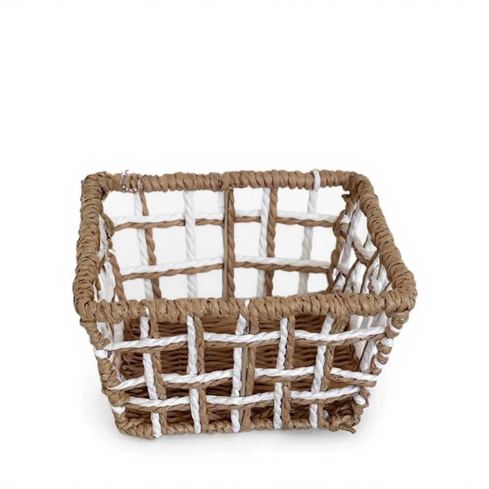 Alilang Women Open Weave Rattan Storage Basket with Reinforced Frame and Two-Tone Design