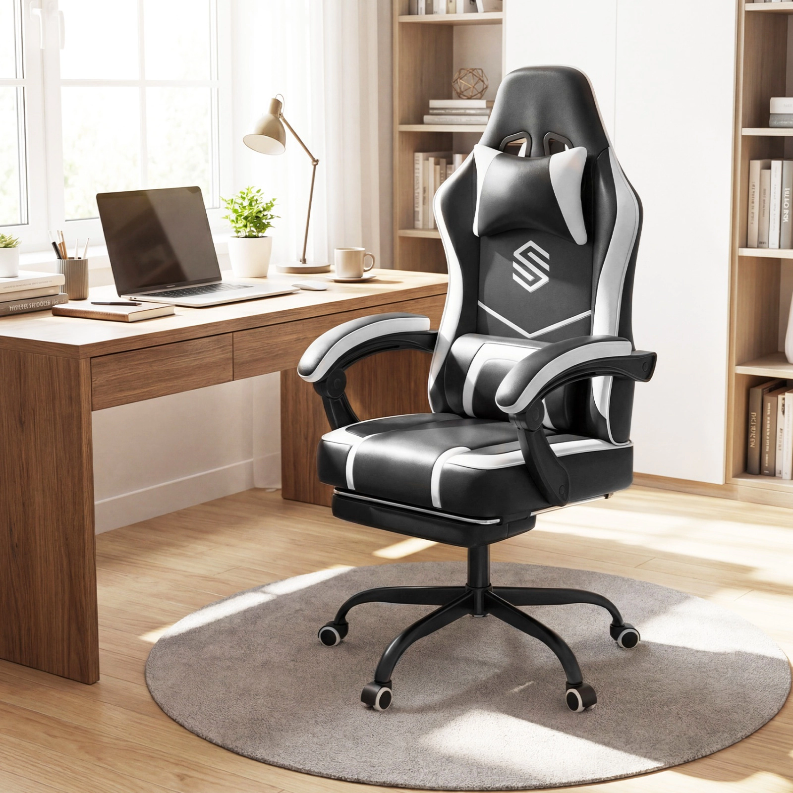 SUGIFT Ergonomic Gaming Computer Chair with Headrest and Lumbar Support 330-Lb Capacity 24.5-in Wide Seat Black
