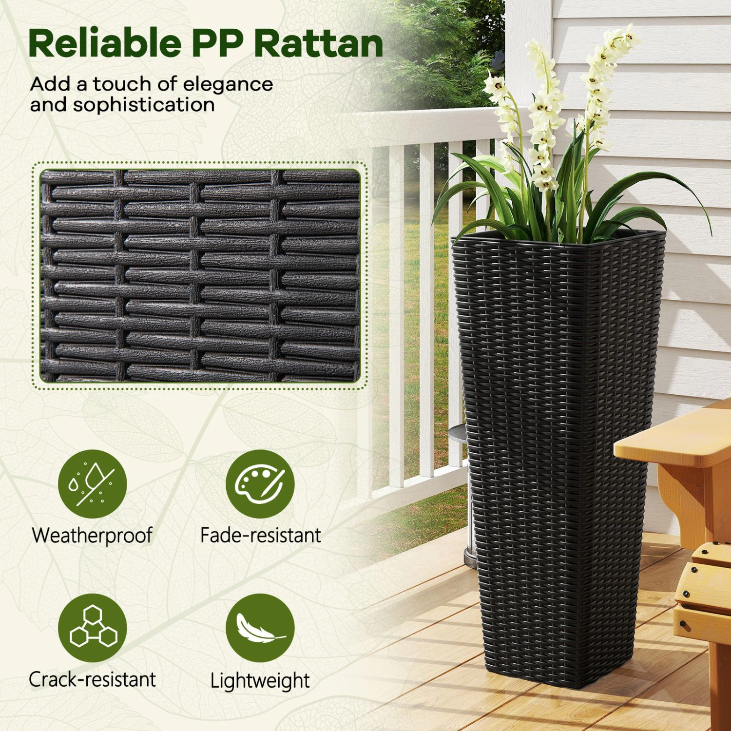 SlickBlue Tall and Short Flower Pots with Drainage Design for Patio, Balcony & Garden Decor