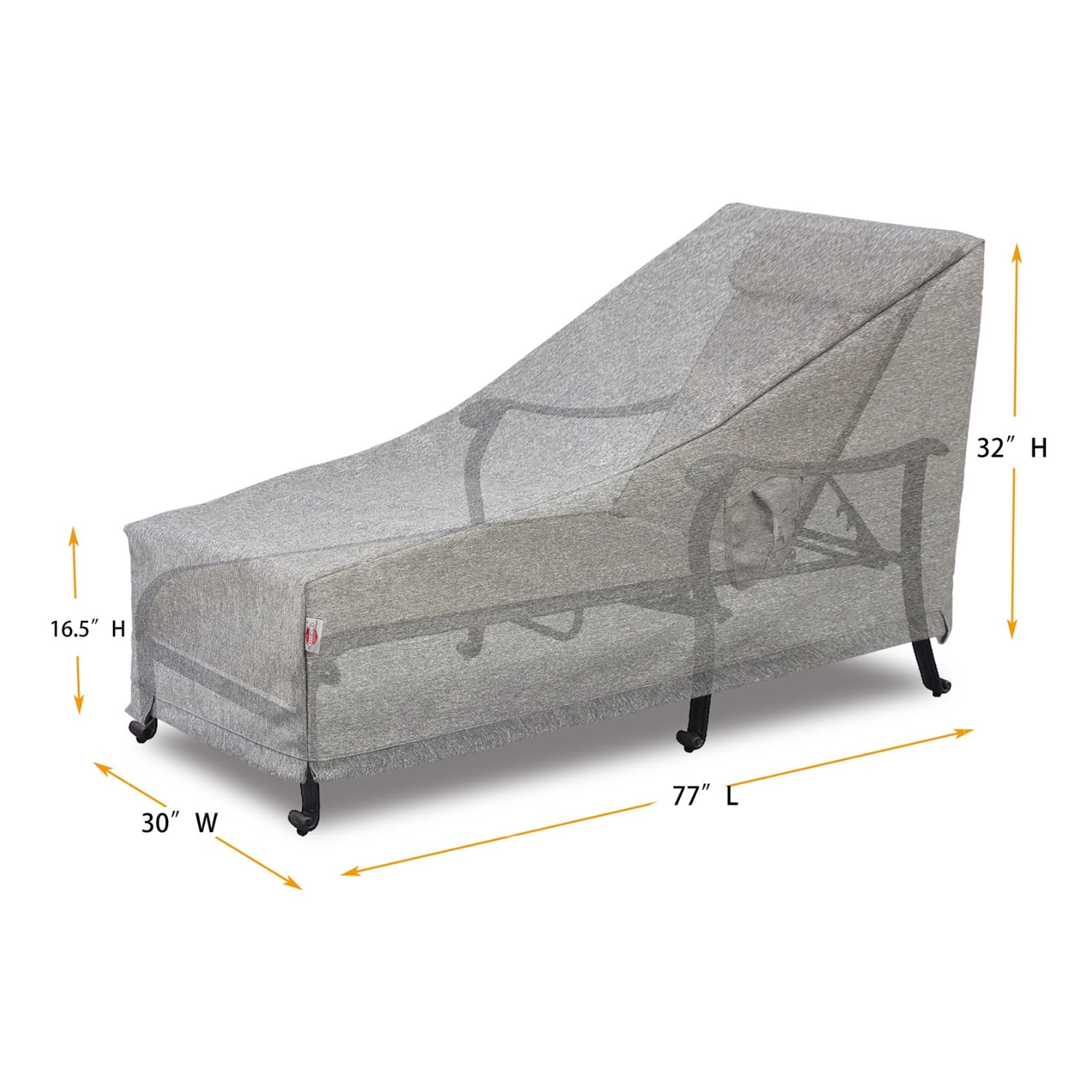 Summerset Shield Platinum 3-Layer Polyester Outdoor Chaise Lounge Cover - 77x30", Grey Melange