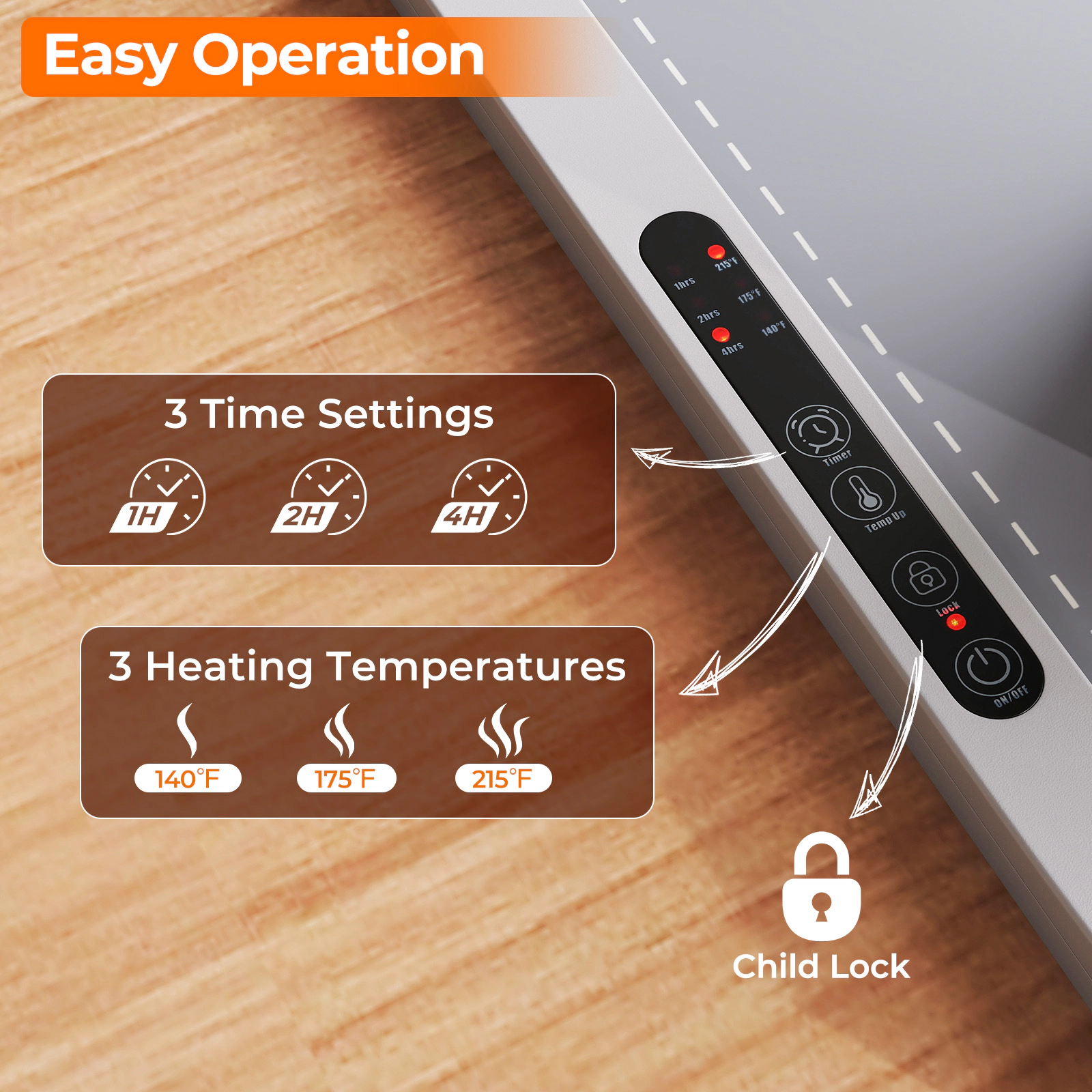 SUGIFT Gray Rollable Electric Food Warming Mat with 3 Heat Settings and Timer 260W 24-in W 17-in D 0.8-in H