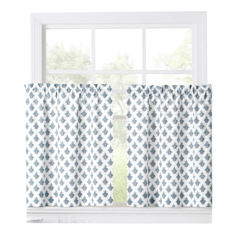 Ellis Curtain Manchester Window Treatment 1.5" Rod Pocket 100% Cotton Curtain Tiers 50" x 36" Blue