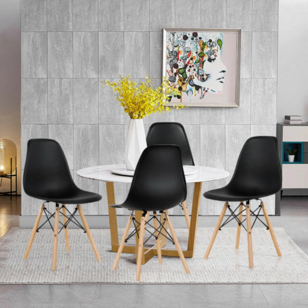 Hivvago 4 Pieces Modern Armless Dining Chair Set With Wood Legs