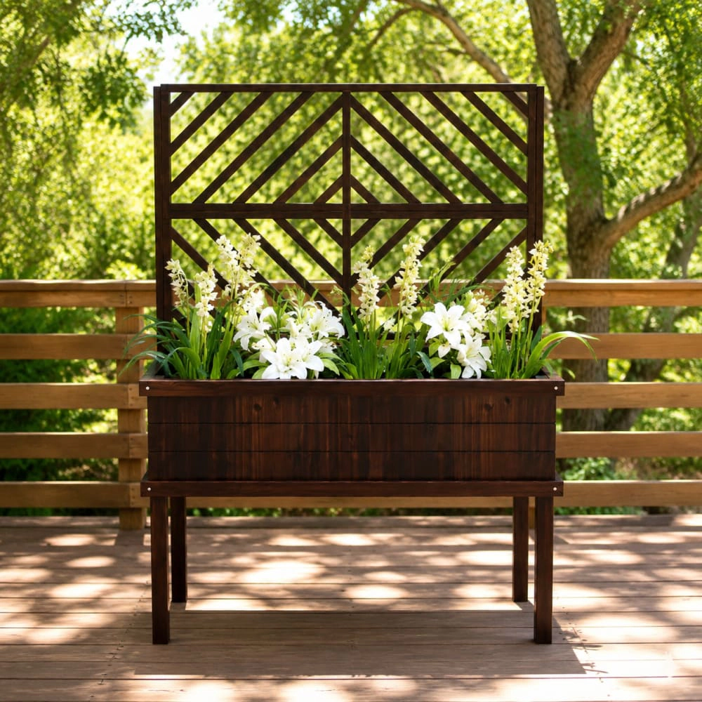 WOW PIONEER Tall Freestanding Wood Planter Box