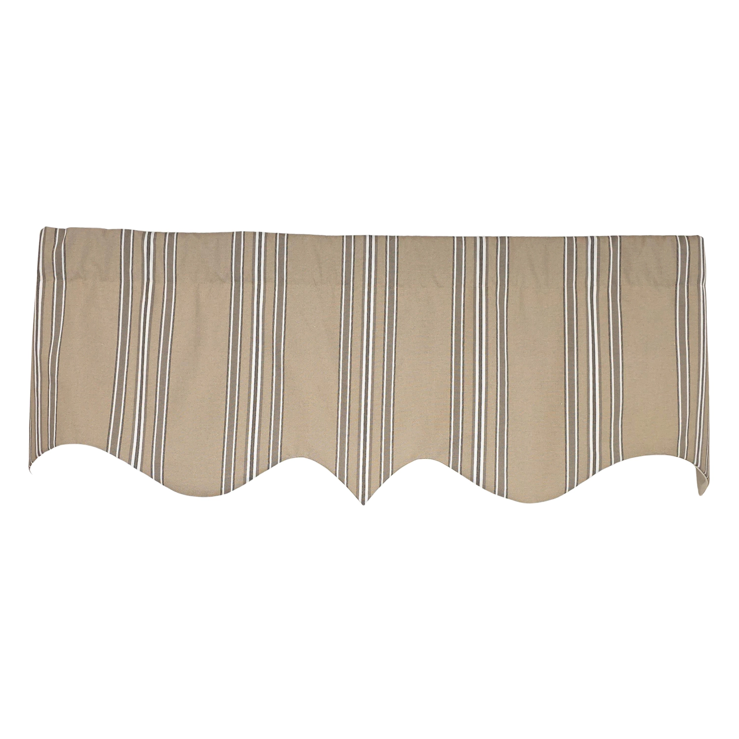 RLF Home French Stripe Regal Window Valance 100% Cotton Lined Rod Pocket 50" x 17" Beige