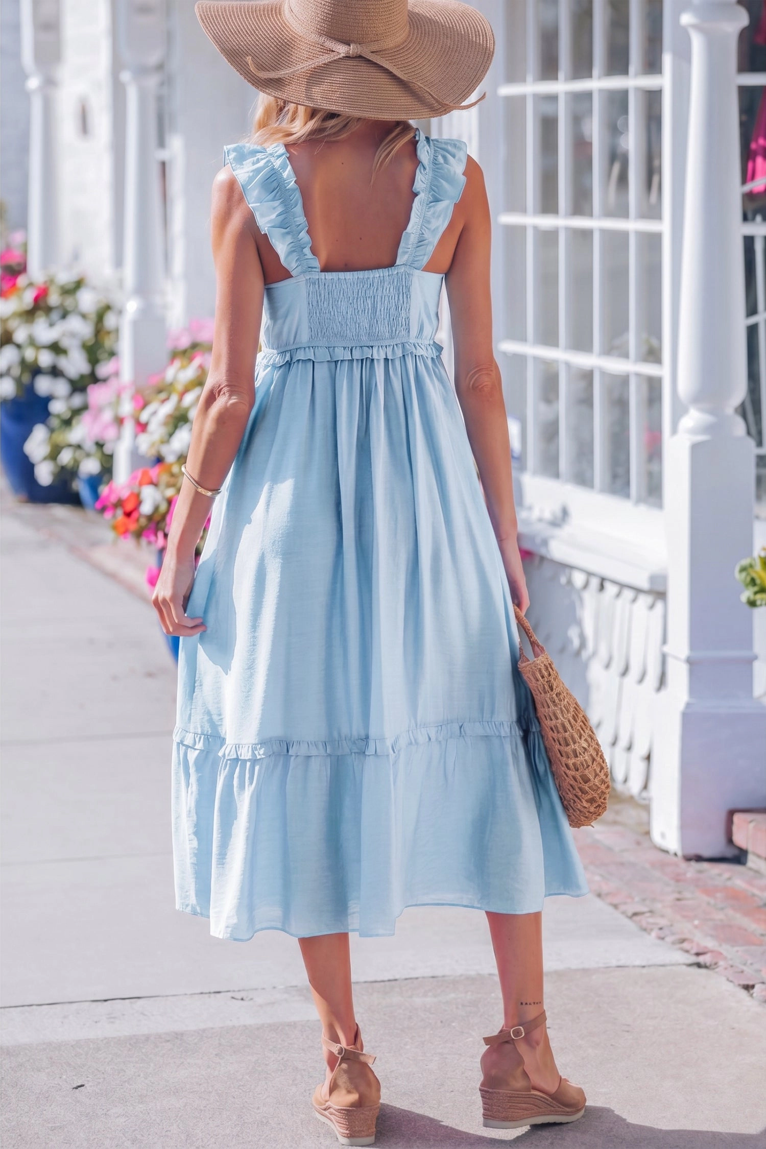 19092 Threaded Pear Emily Waist Sleeveless Maxi Dress - Beau Blue