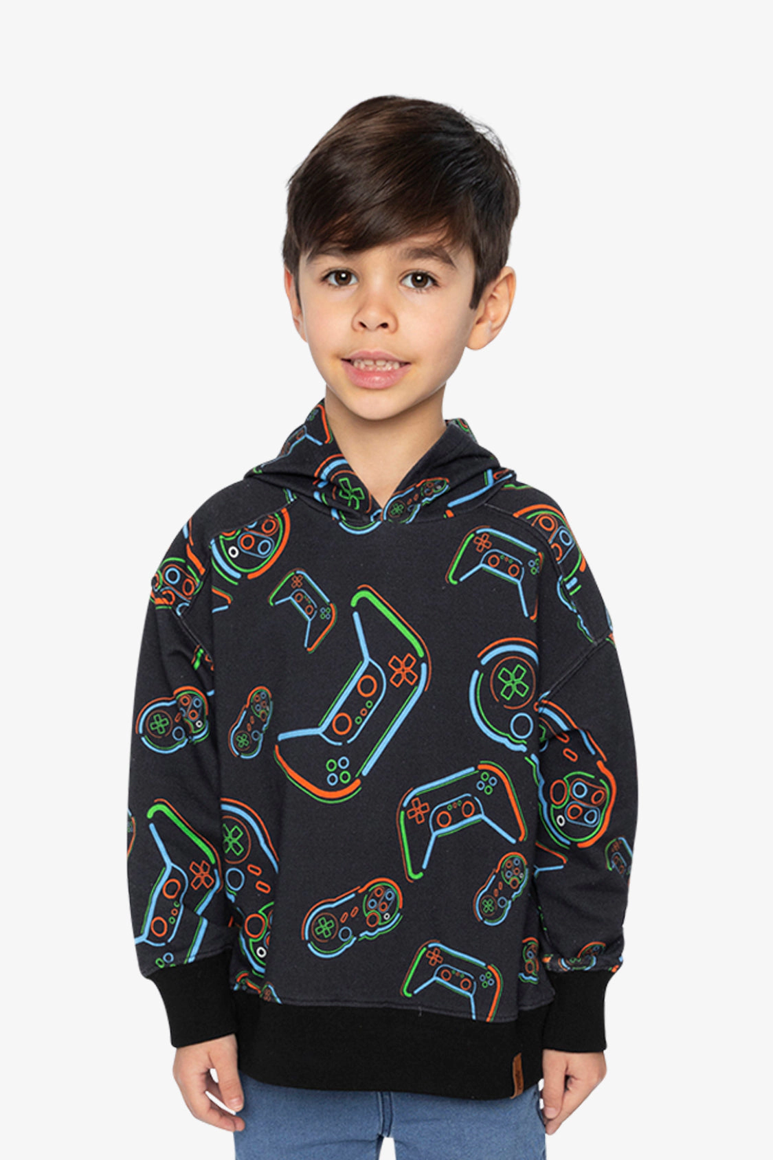 Deux par Boys Fleece Hooded Sweatshirt with Controller Print