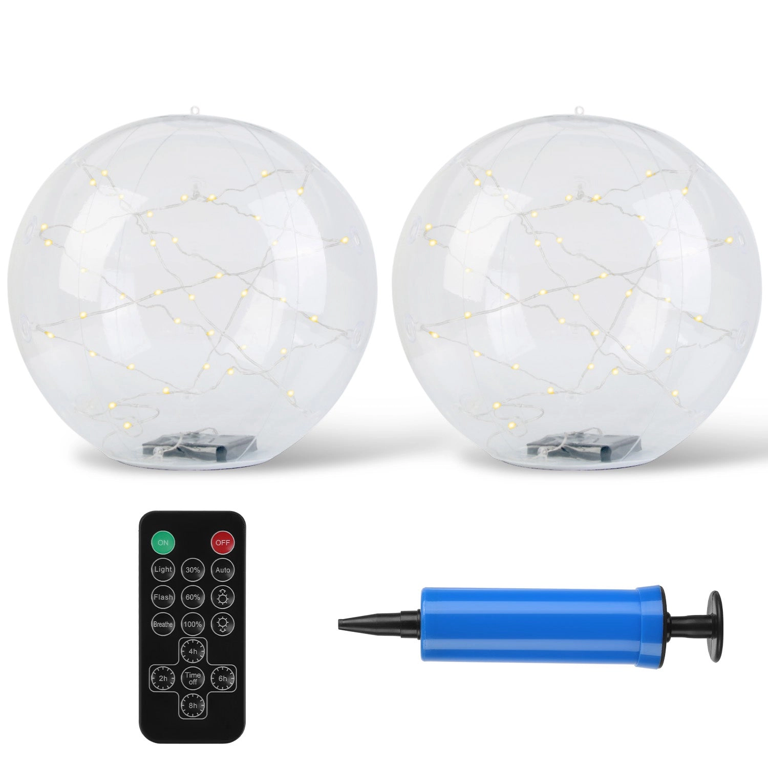 GBruno 2-Pc Solar Floating Pool Lights With Remote