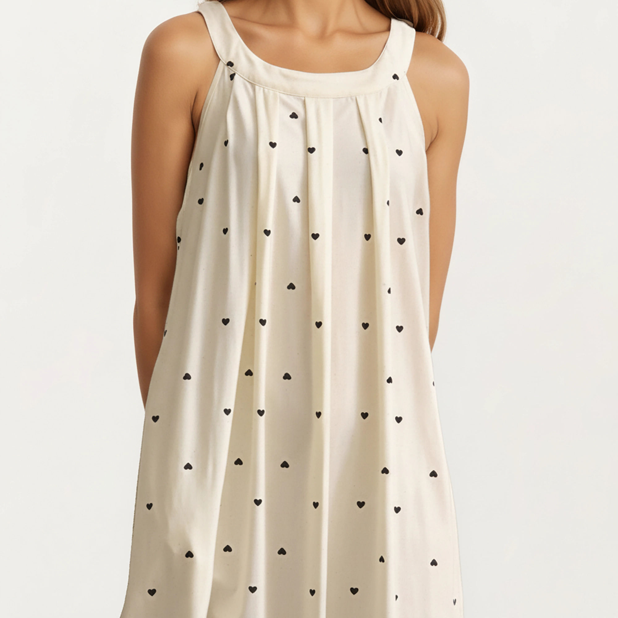 Anna-Kaci Women's Sleeveless Pajama Dress with Scoop Neck Loose Fit Midi Sleepwear Nightgown Printed Pattern