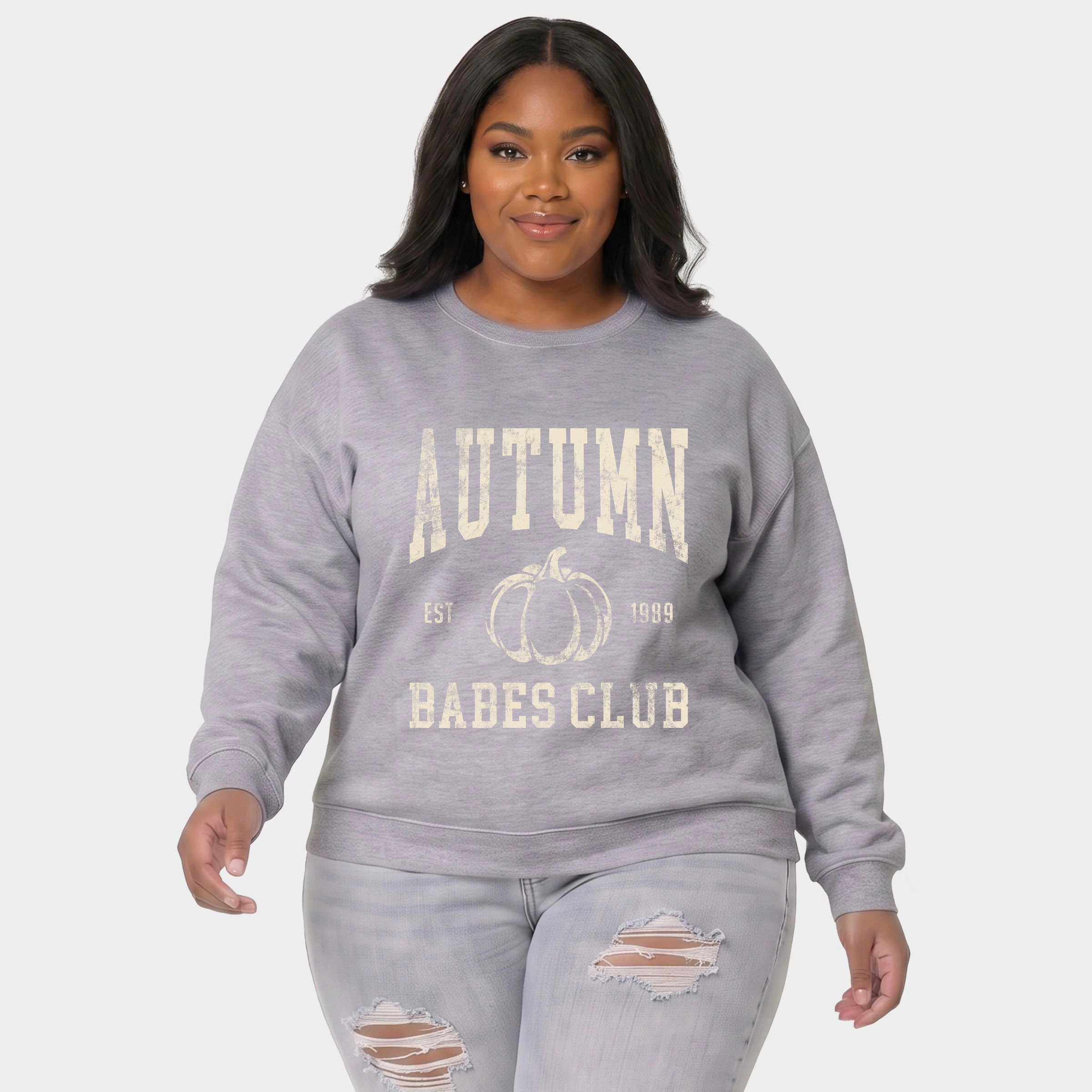 Simply Sage Market - Women's Plus Sized Graphic Sweatshirt Autumn Babes Club Pumpkin