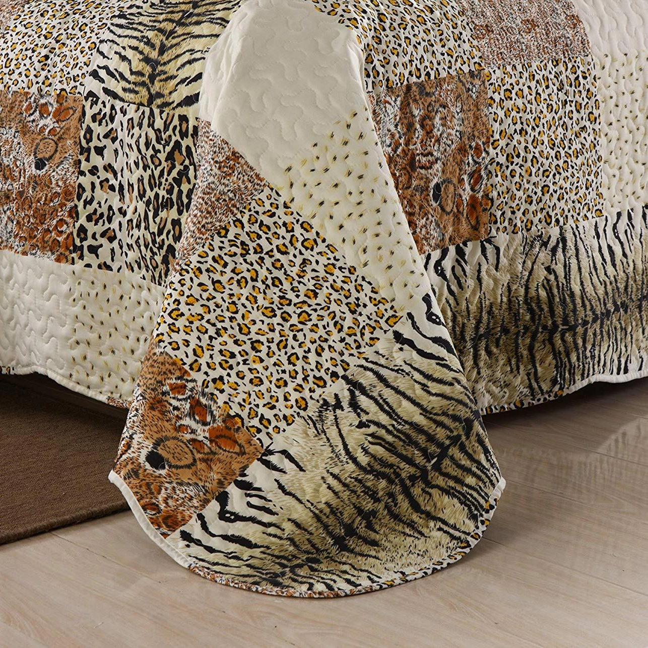 MarCielo 3 Piece Leopard Print Quilt Bedspread Set,Lightweight Coverlet