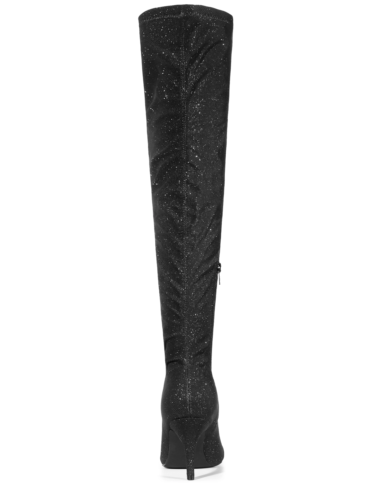 BLISSFUL STEP Women Glitter Pointed Toe Stiletto Heels Over the Knee Boots
