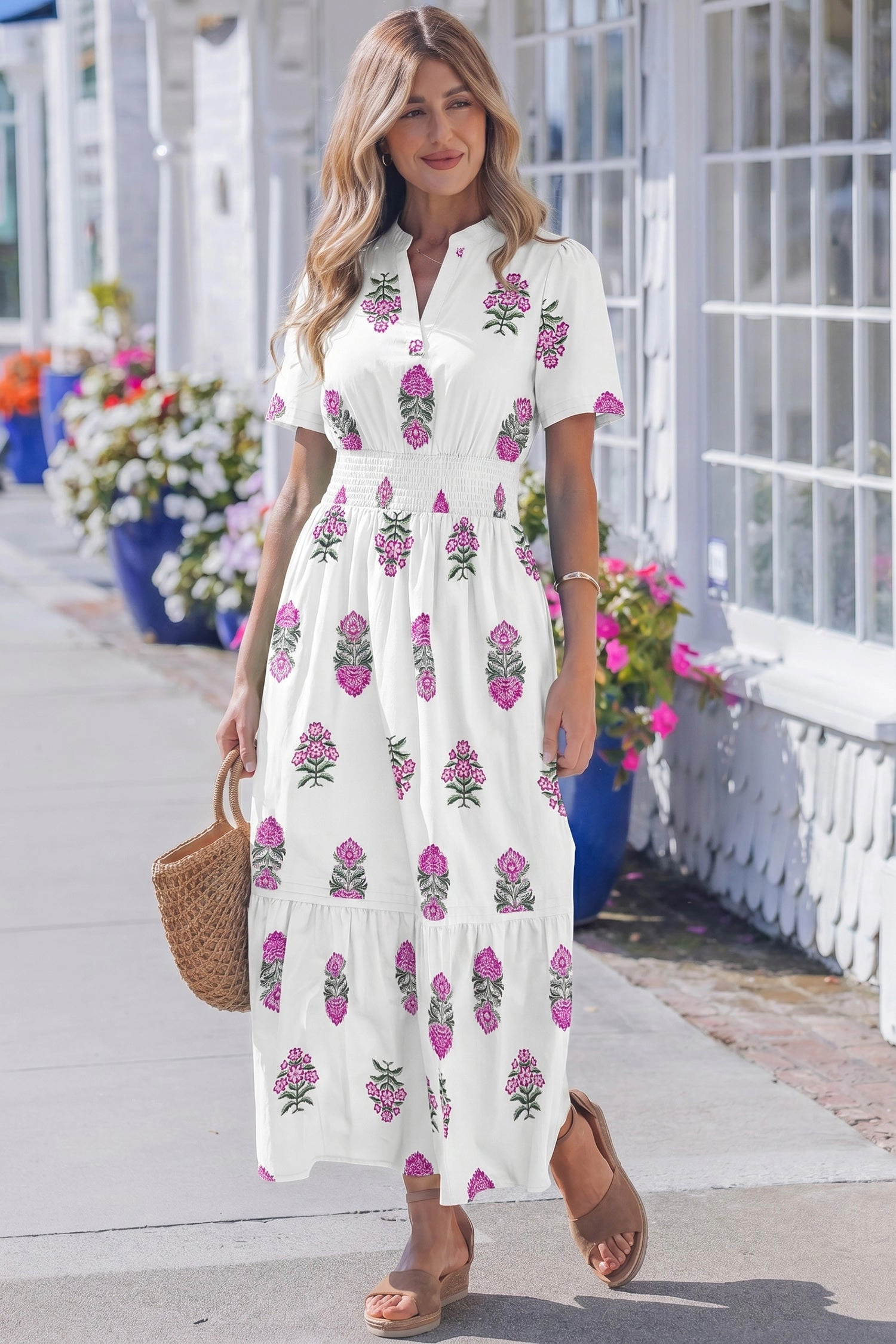 Threaded Pear Women's Aileen Ruffle Hem Maxi Dress