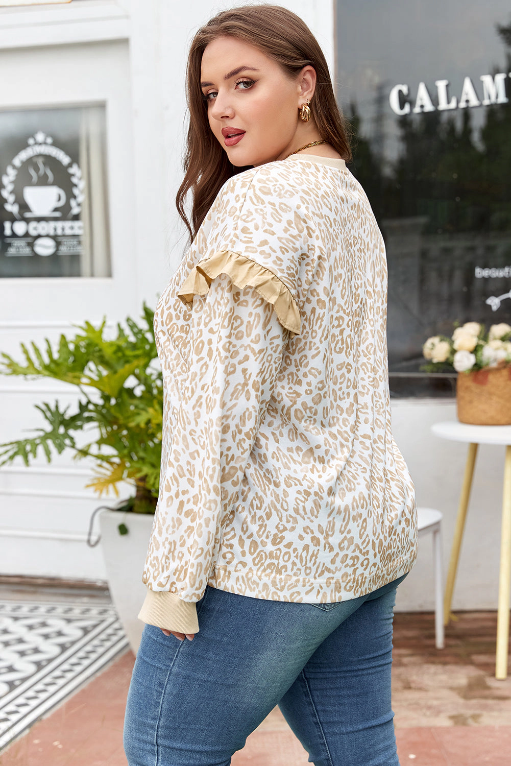 Threaded Pear Women's Elizabeth Ruffled arm Sweatshirt