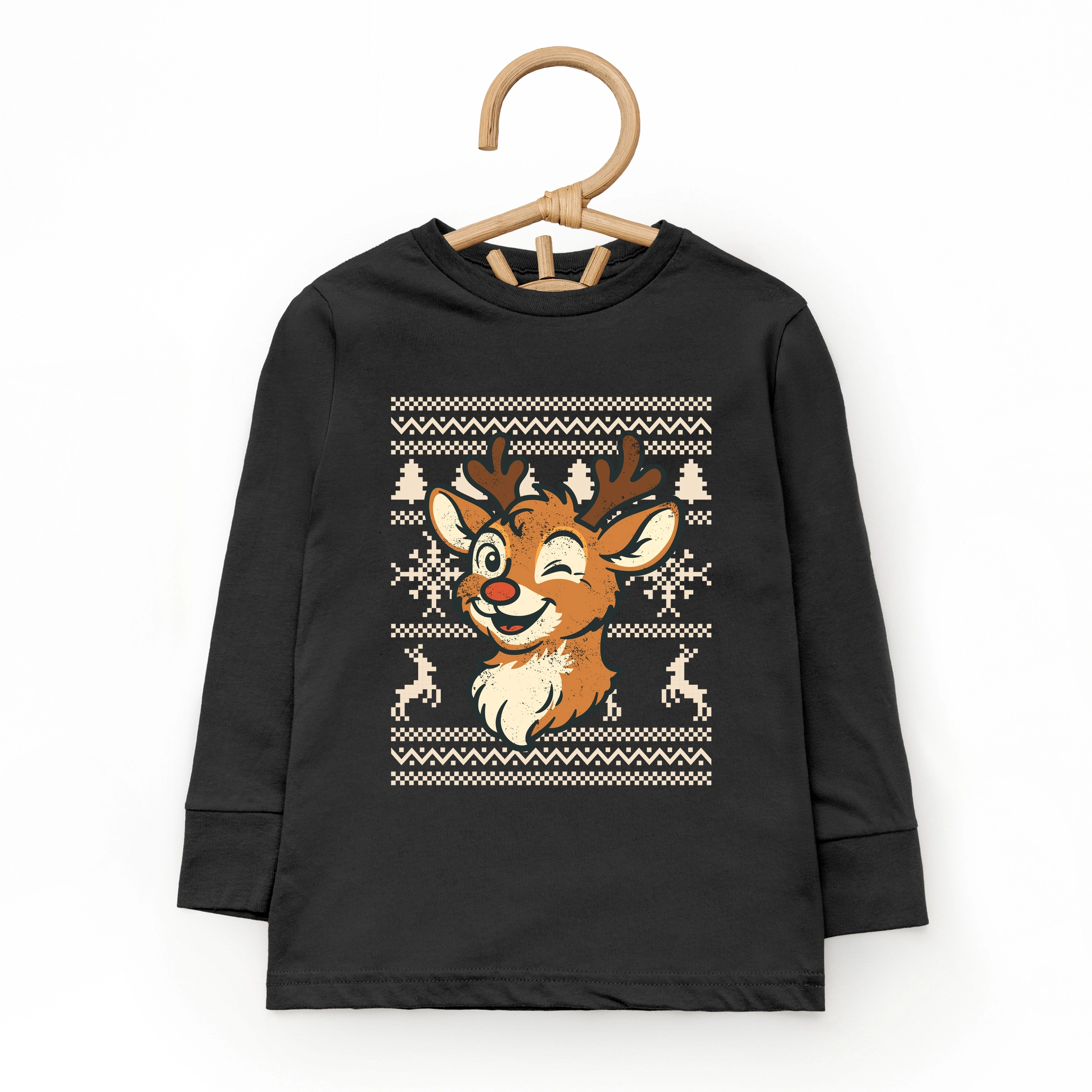 The Juniper Shop - Toddler Long Sleeve Graphic Tee Ugly Sweater Reindeer