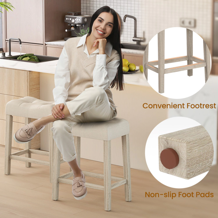 Hivvago Set Of 2 Bar Stool With Curved Seat