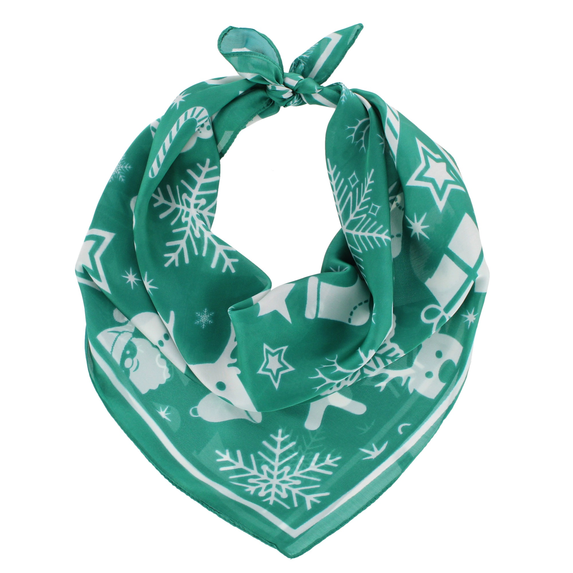 CTM® Women's Christmas Holiday Pattern Silky Square Scarf Red & Green