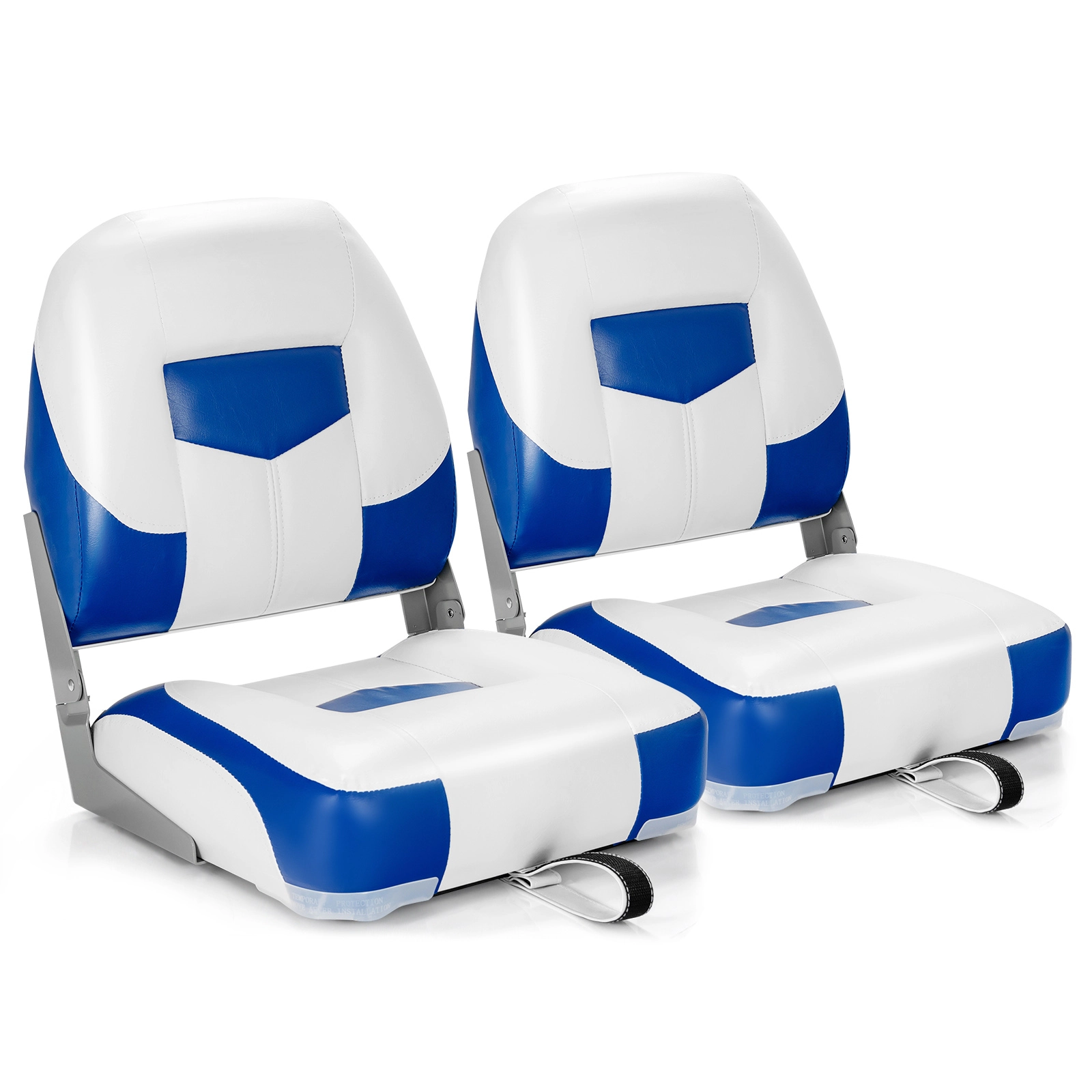 SUGIFT Set of 2 Blue Folding Boat Seats with Curved Backrests 19.5-in W 16.5-in D 20.5-in H 250-lb Chair Capacity