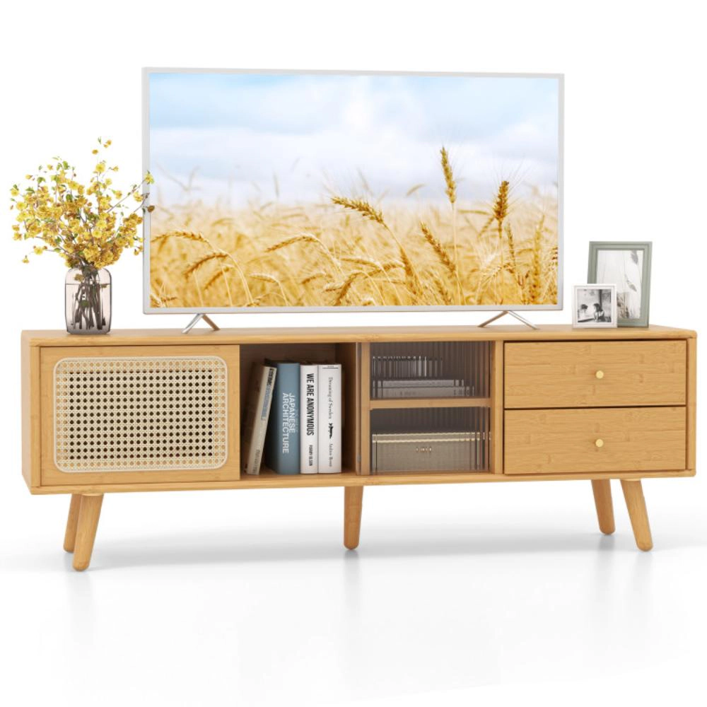 Hivvago Bamboo Tv Stand For Tv