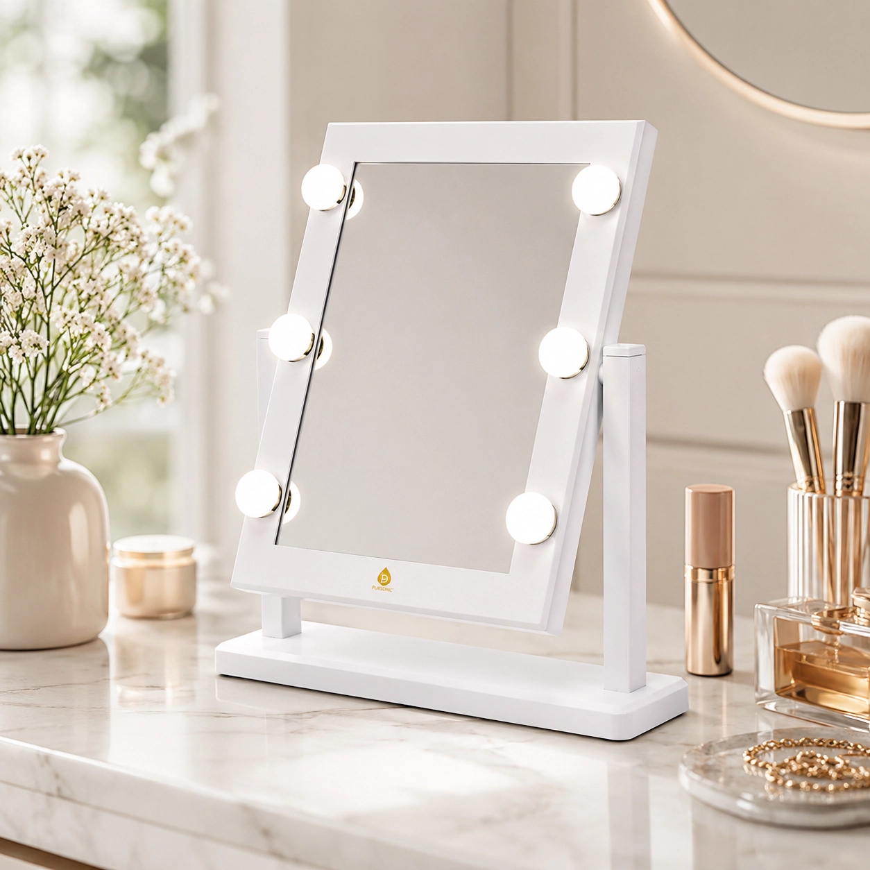 Pursonic Women’s Lighted Makeup Mirror: 14" LED Hollywood Glam Mirror – Refined Brilliance Pro Lighted Makeup Mirror