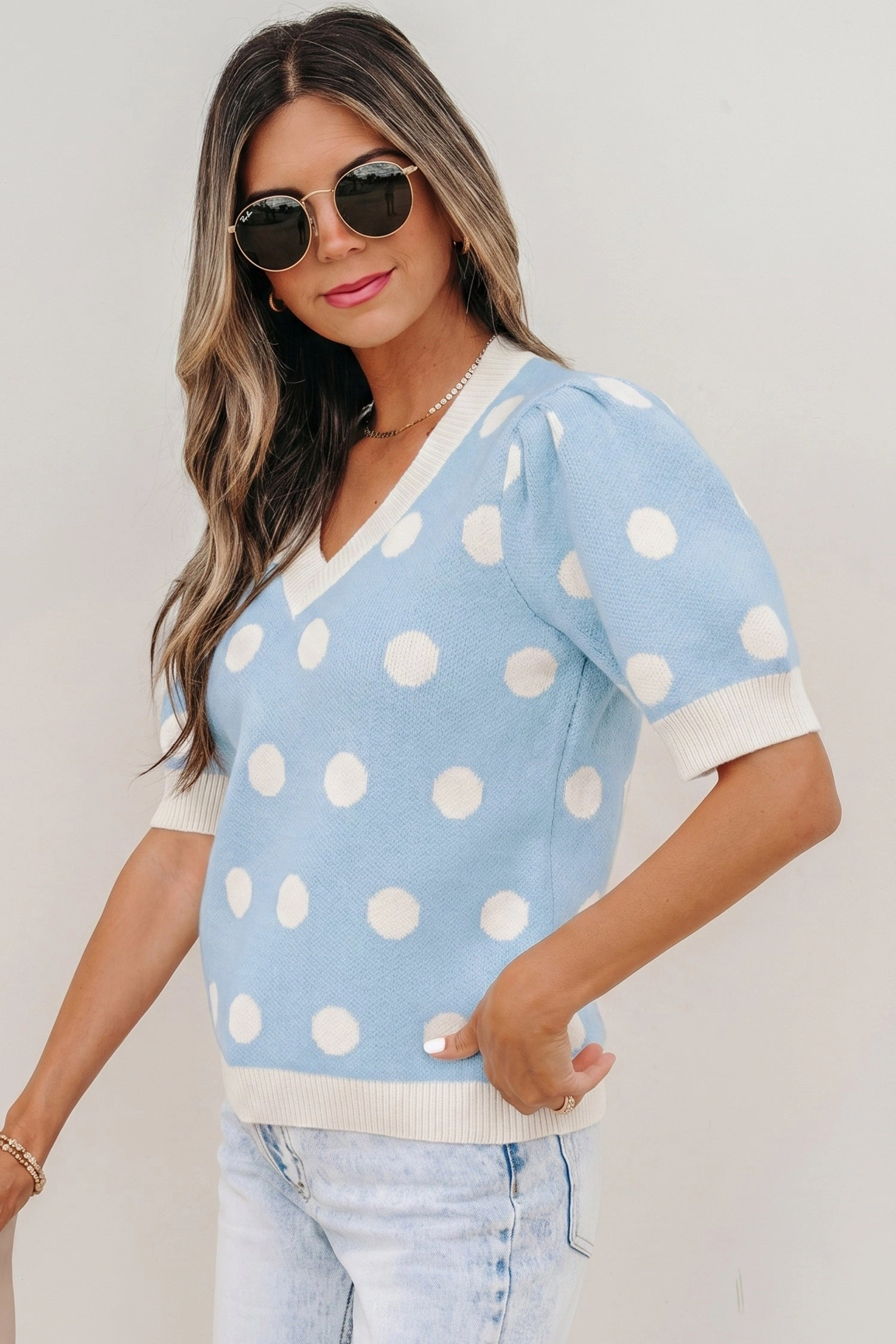 Threaded Pear Rivka Puff Short Sleeve Sweater