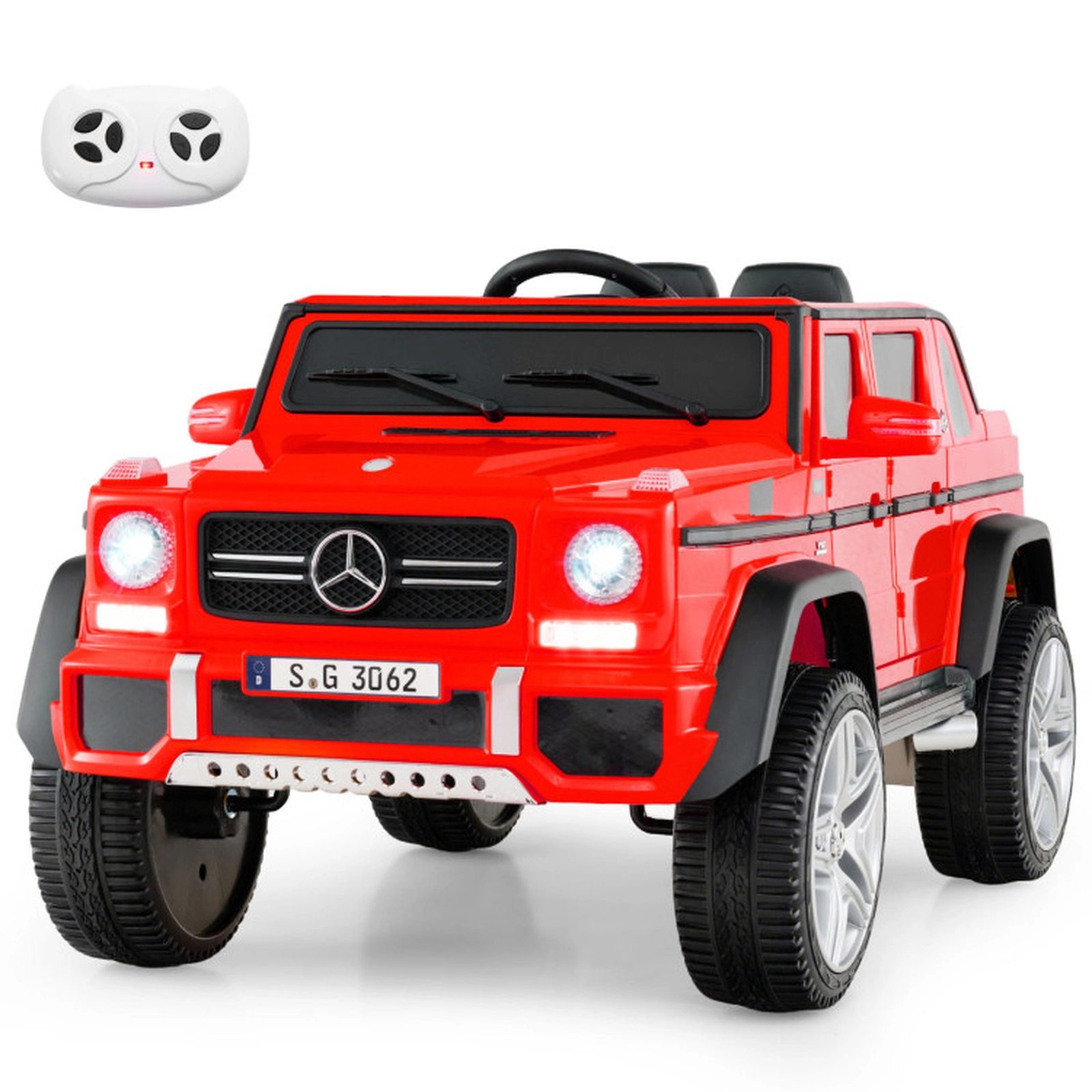SUGIFT 12V Mercedes-Benz Kids Ride-On Car 66-lb Capacity Ages 3-6 45-in Long 12V Battery Remote Control & Music Red