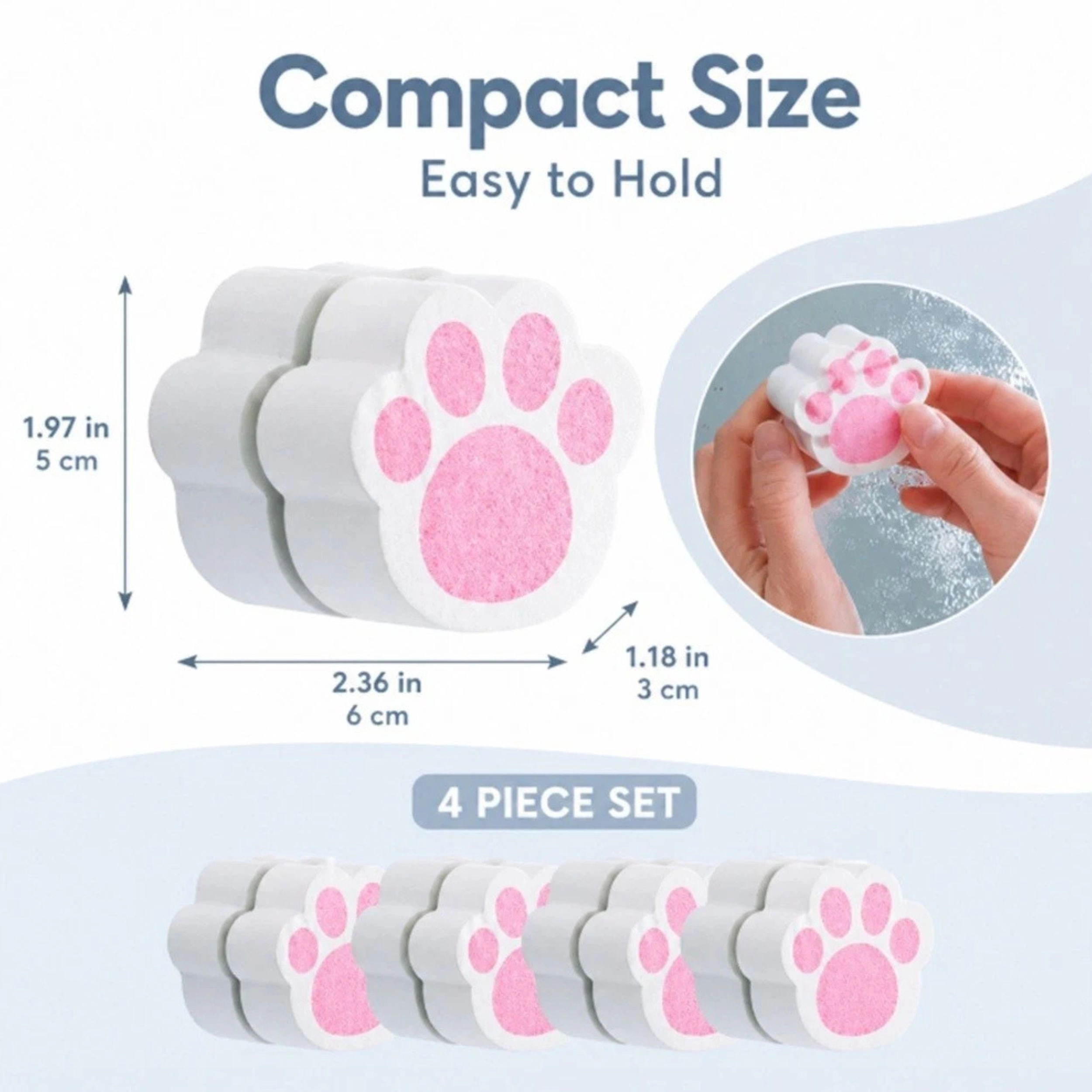 Home Collection Pack of 4 Cat Paw Glass Cleaning Brush Adhesive Mirror Wipe Sponge