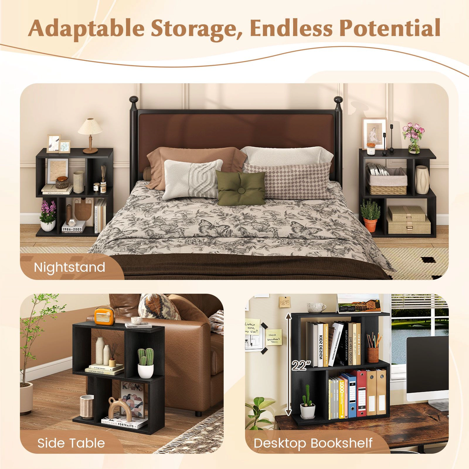 SlickBlue 3 Tier Bookshelf Open Storage Bookcase Freestanding Display Shelf