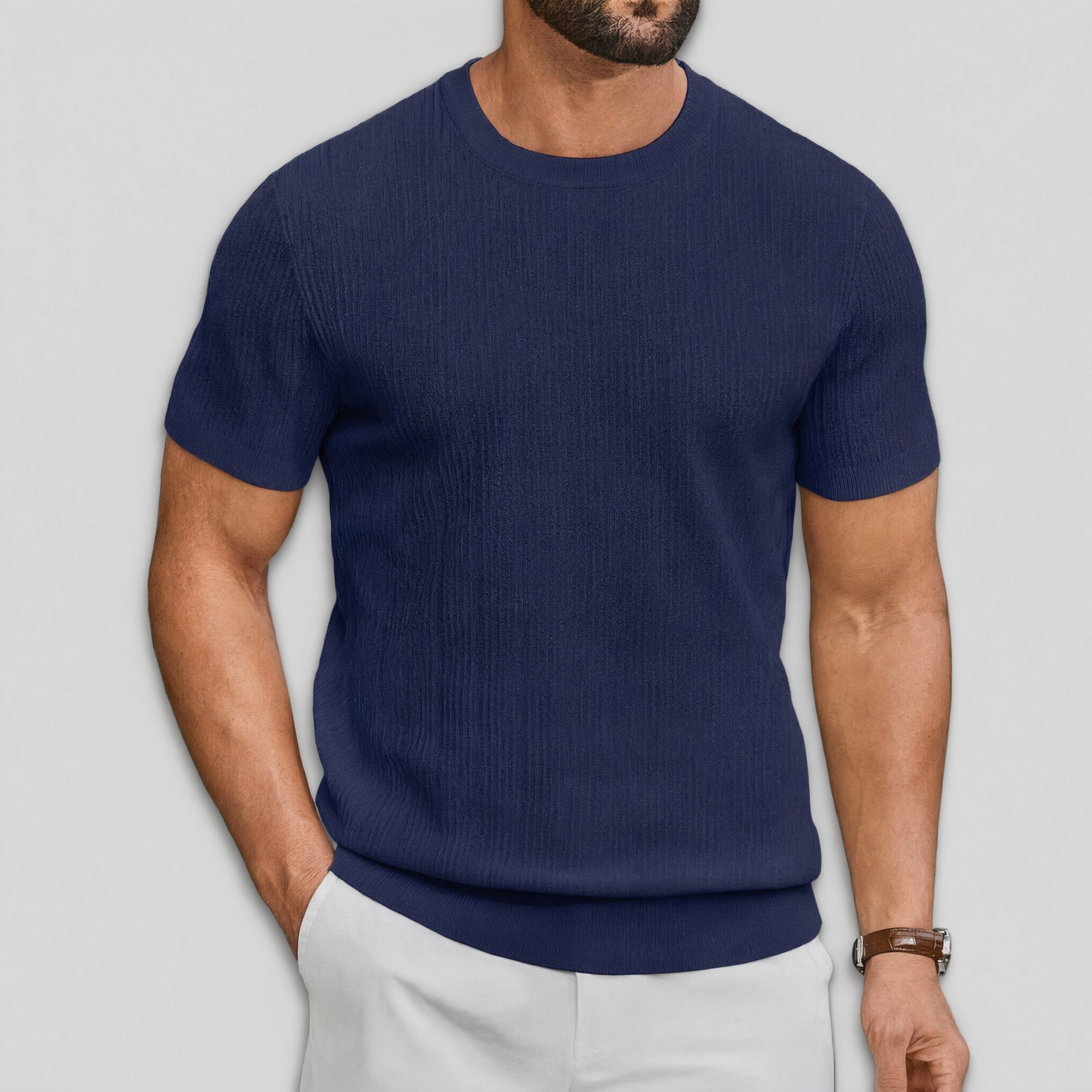 COOFANDY Men's Regular Fit Ribbed Knit Short Sleeve Crew Neck T-Shirt