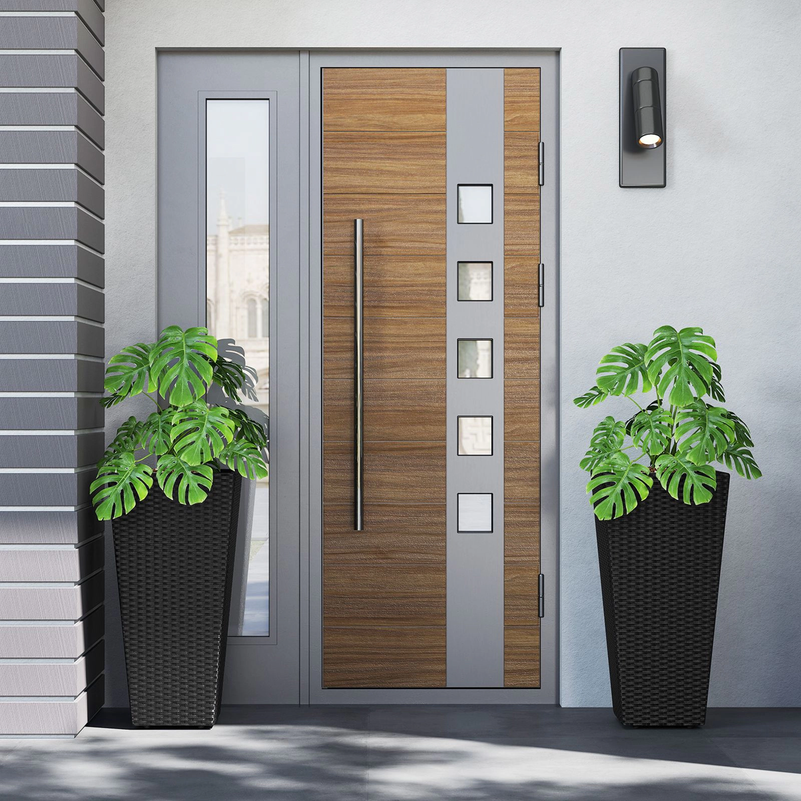 SlickBlue Set of 2 30" Rattan Planter Pots with Metal Stand for Outdoor Plants