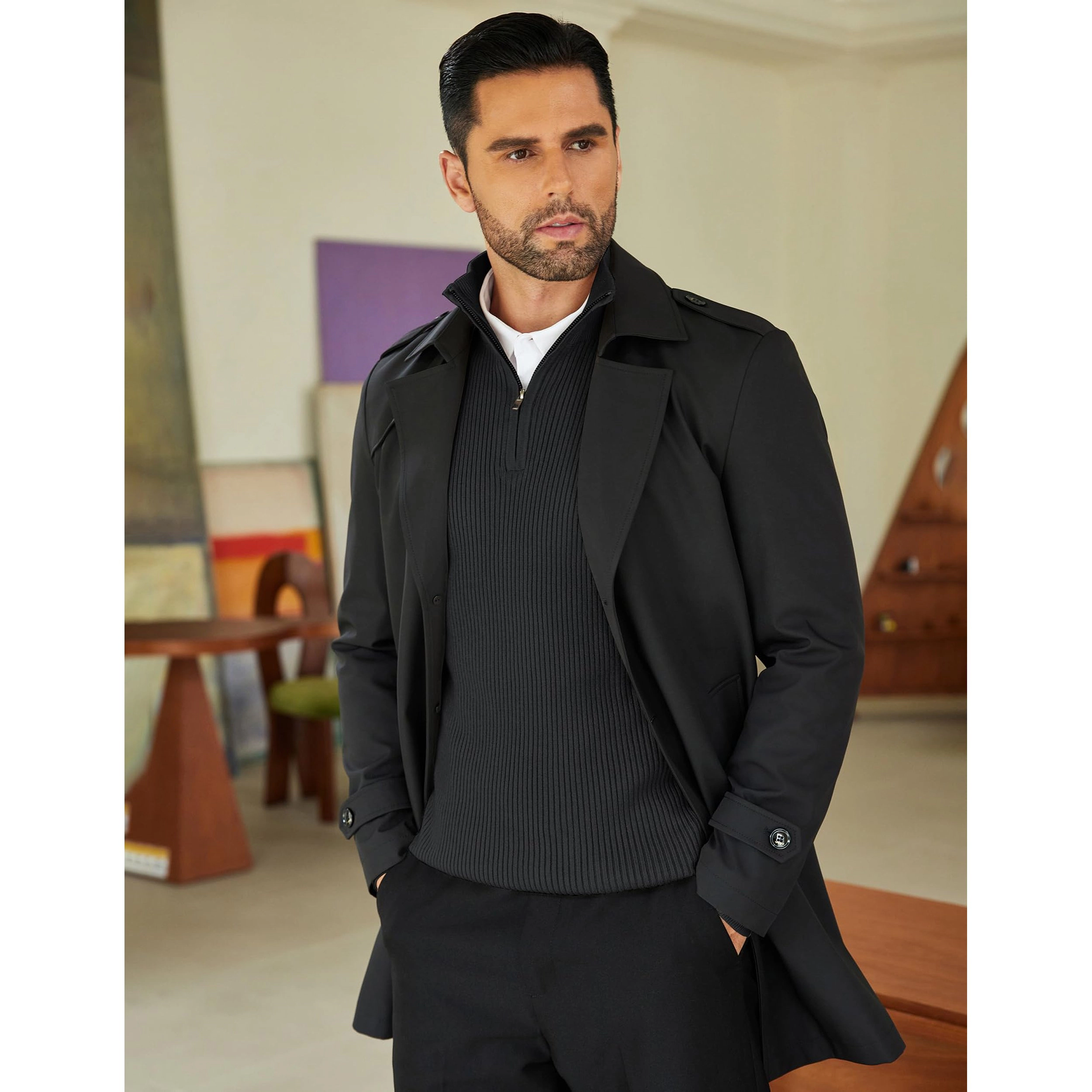 COOFANDY Men's Regular Fit Mock Neck Quarter Zip Pullover Sweater
