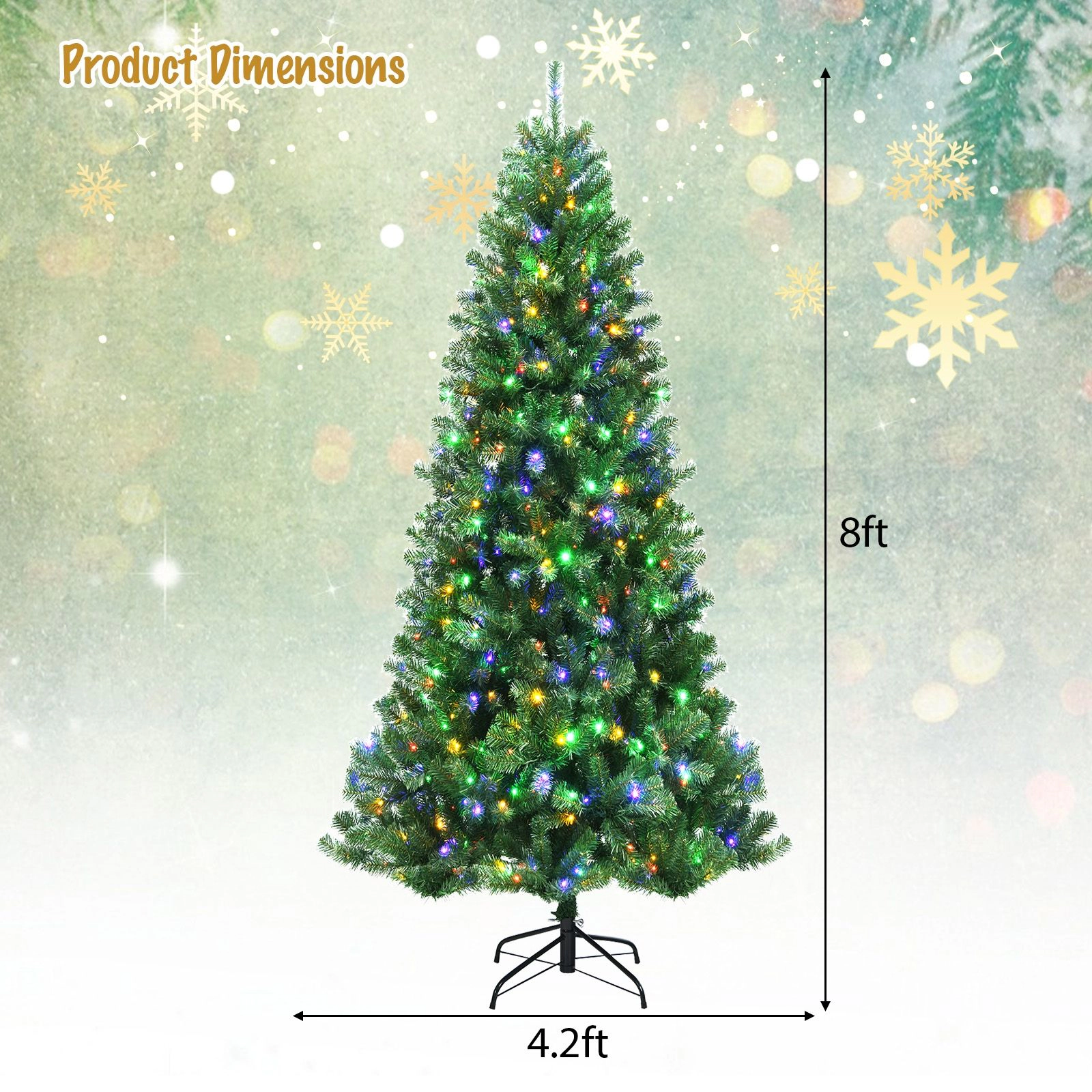 SlickBlue Hinged Green Christmas Tree with Multiple Lighting Modes