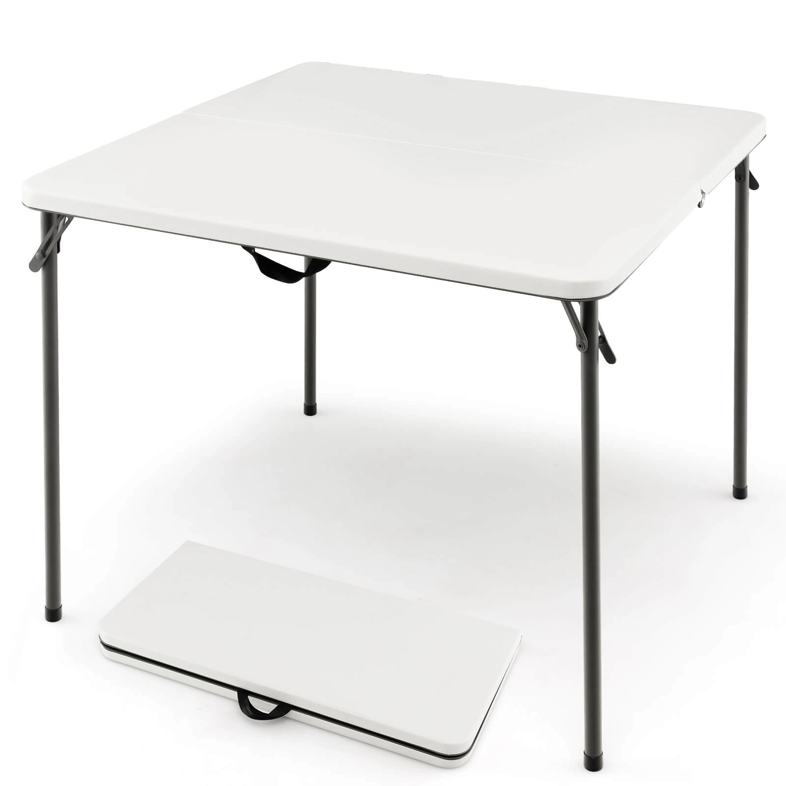 SUGIFT 34-Inch Square Folding Outdoor Camping Table, HDPE Top, Rustproof Steel Frame