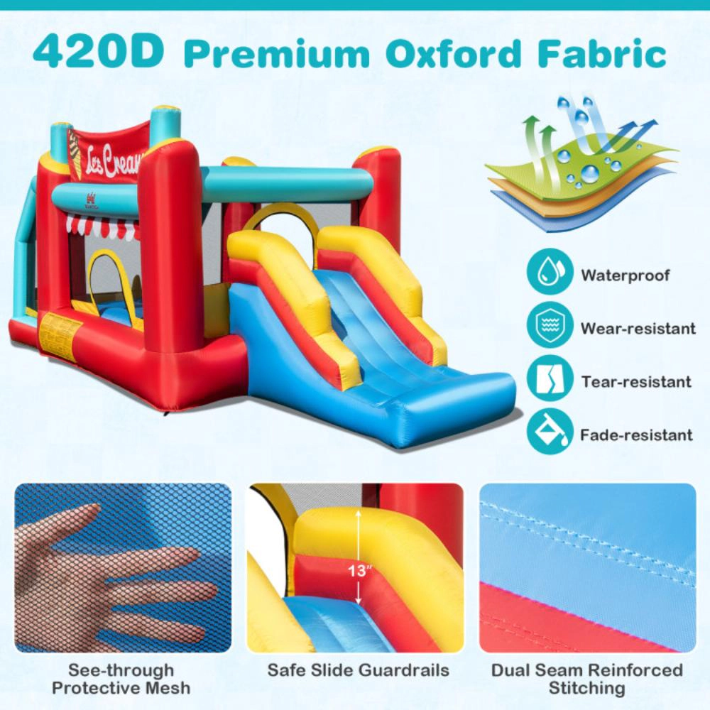Hivvago 5-in-1 Ice Cream Inflatable Bounce House with Ball Pit and Slide without Blower