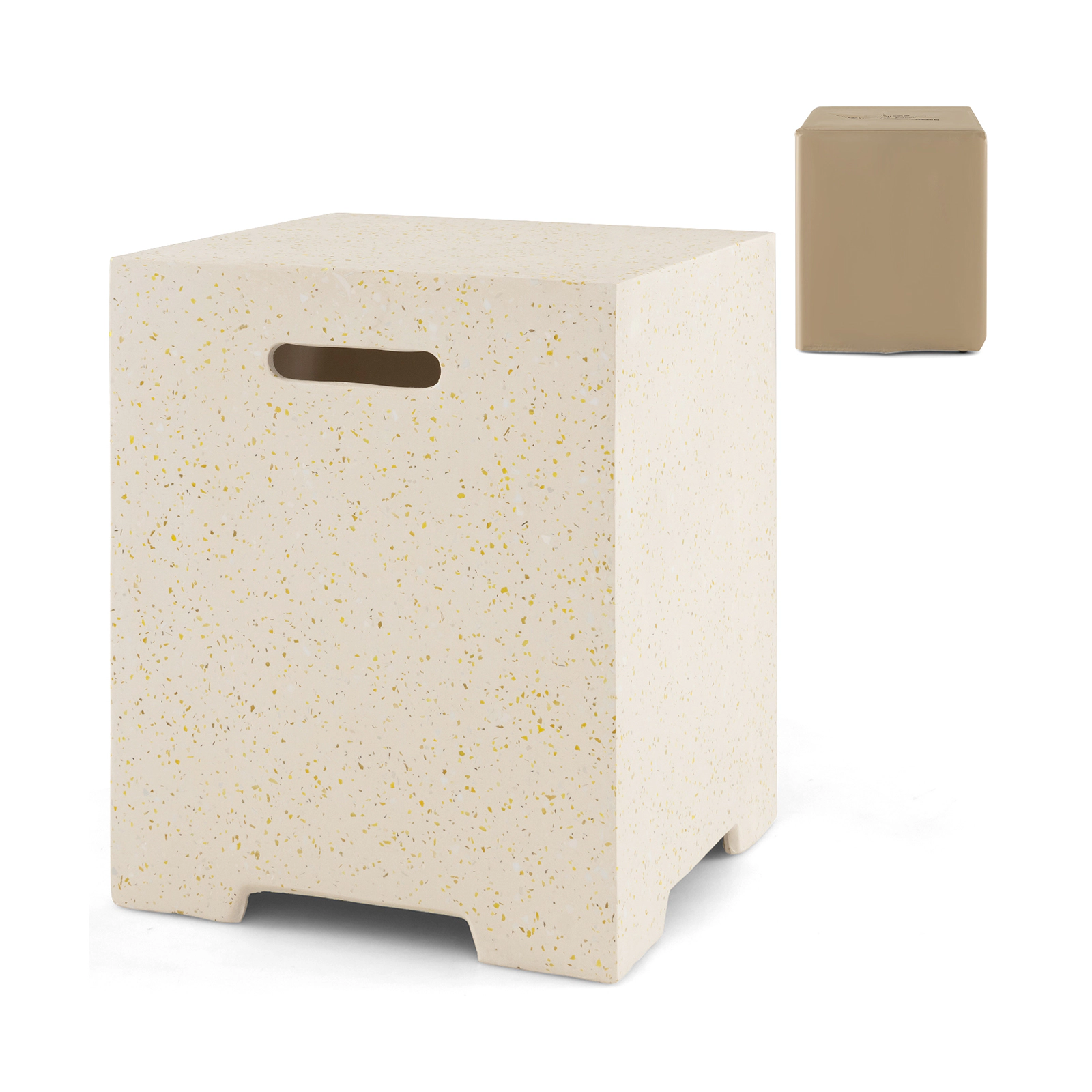SUGIFT 2-in-1 Gas Tank Holder Side Table 220-lb Capacity Fits 20-lb Propane Tank White