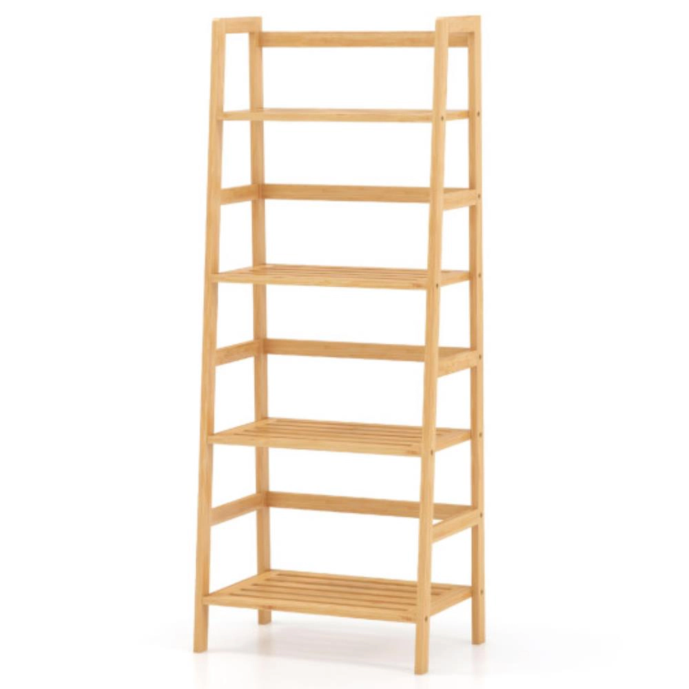 Hivvago 47.5 Inch 4-Tier Multifunctional Bamboo Bookcase Storage Stand Rack
