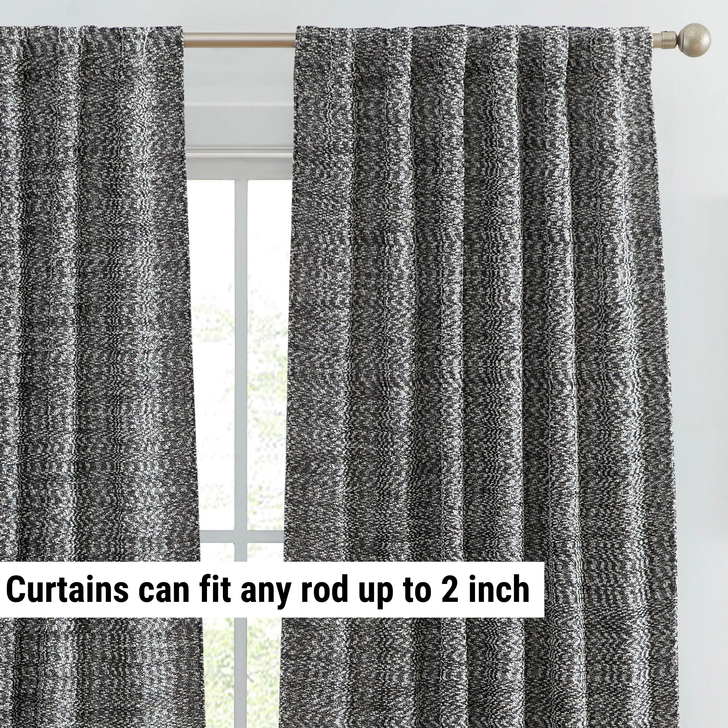 HLC.ME Easton Jacquard Slub Texture - Privacy Curtains Back Tab Rod Pocket Lightweight Window Panels , Set of 2