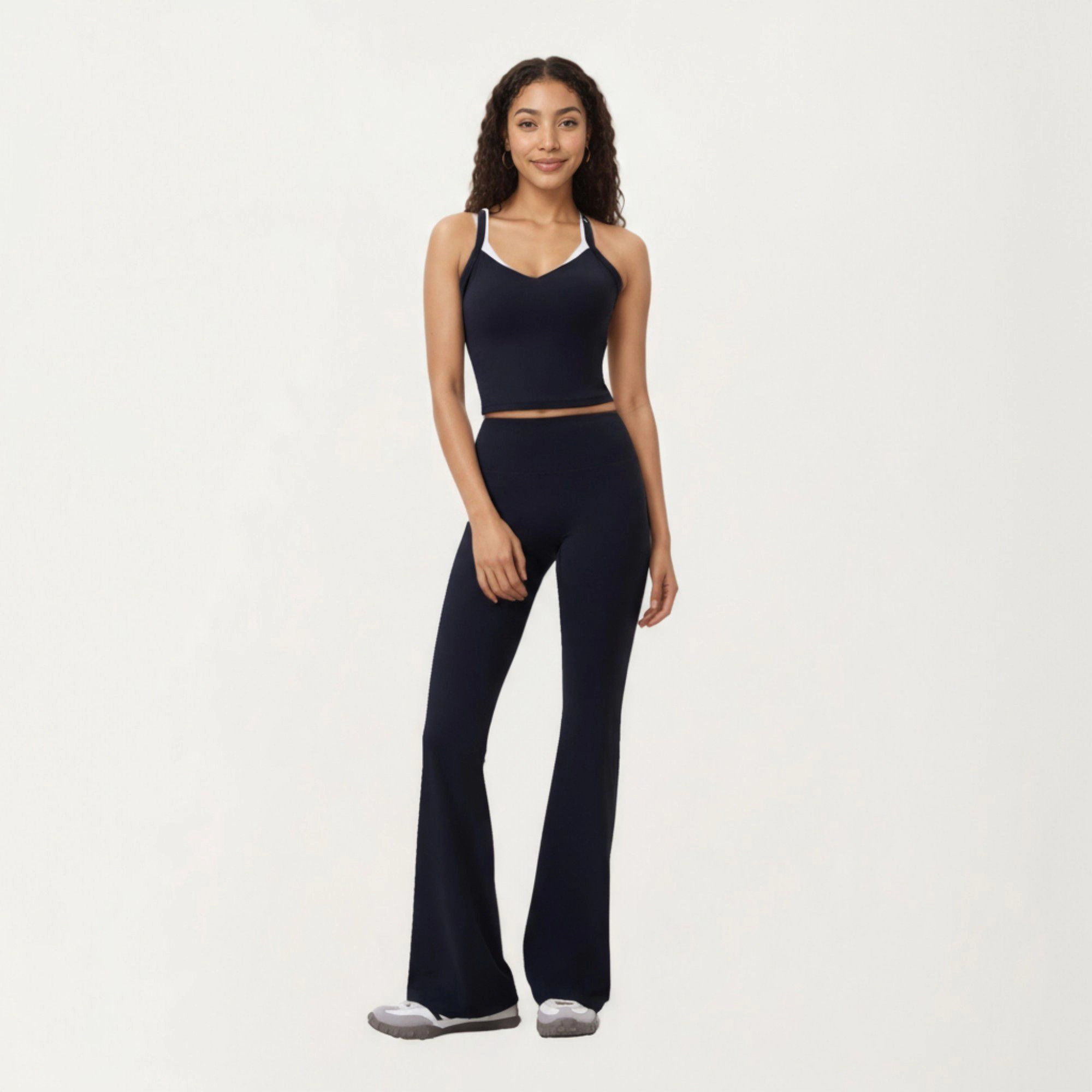 Anna-Kaci Women's High-Waist Flare Sweatpants with Seamless Stretch Fit