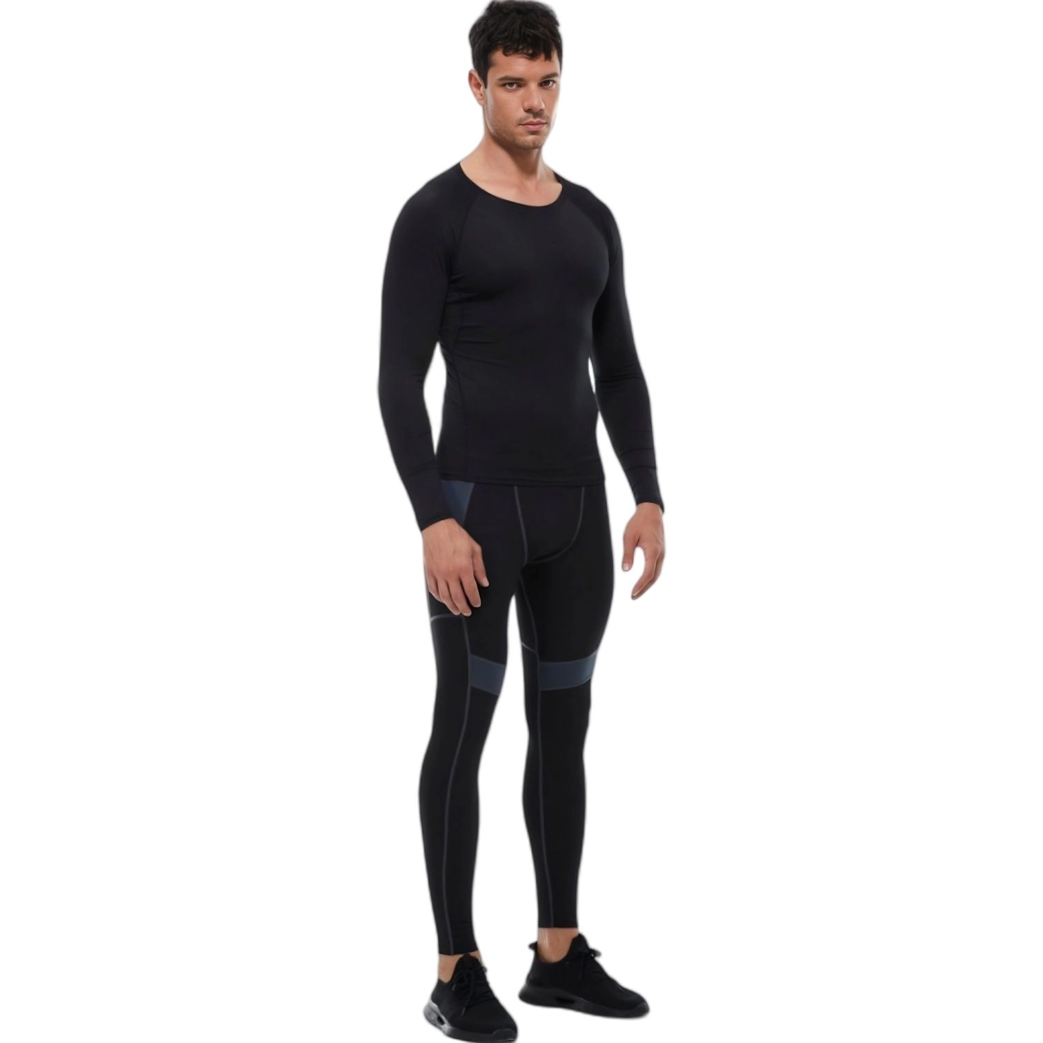 Anna-Kaci Men's Long Sleeve Athletic Compression Shirt with Crew Neckline and Stretch Fit Performance Fabric