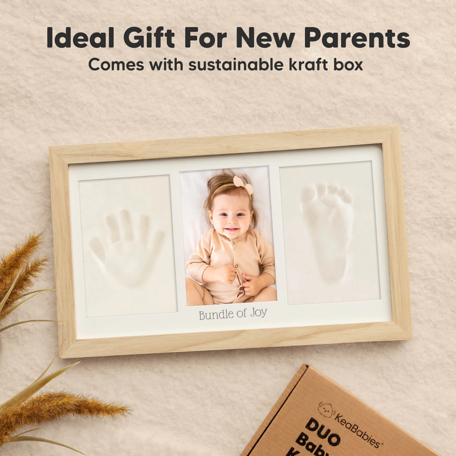 KeaBabies Baby Handprint & Footprint Keepsake Duo Frame for Girls and Boys
