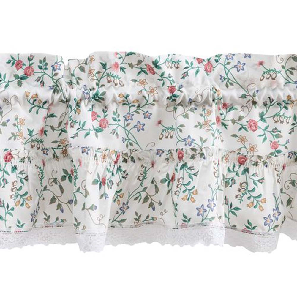 Ellis Country Floral Small Scale 1.5 Rod Pocket Floral Pattern with Ruffle Lace Edge Tier