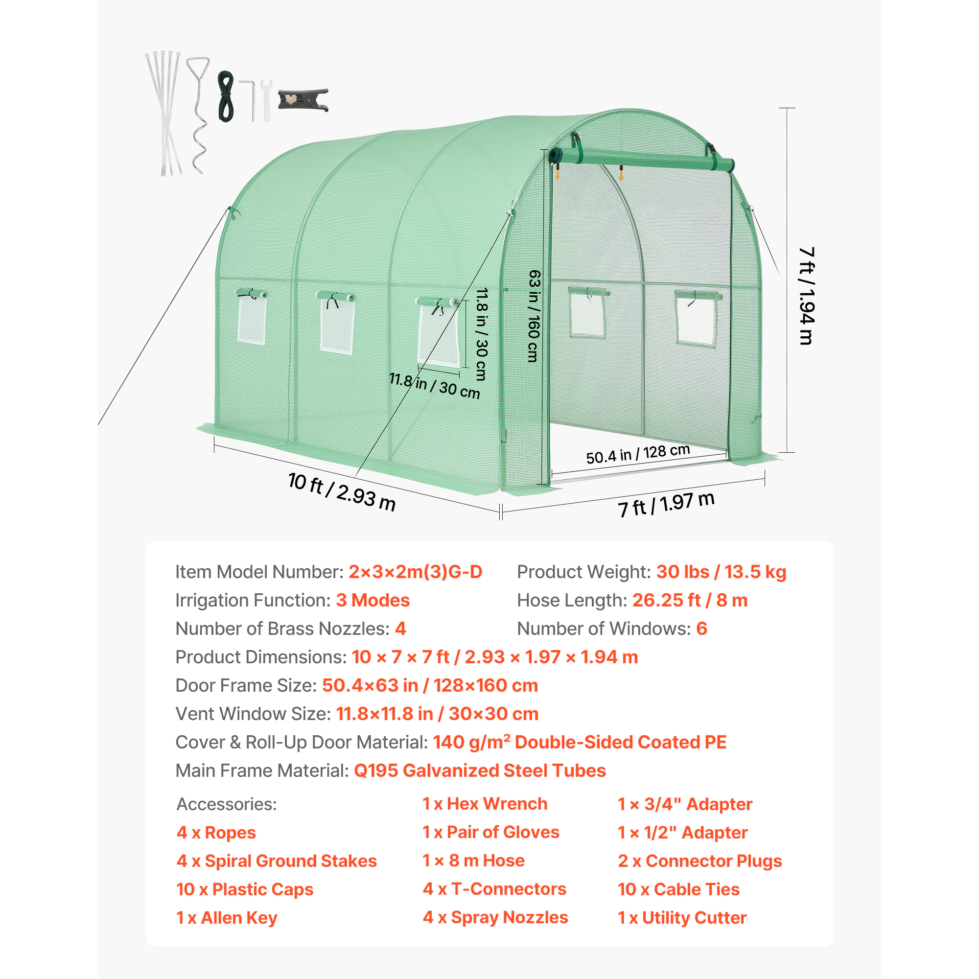 HONGGE Walk-in Green House Greenhouse with Shelves High Strength PE Cover with Zipper Door and Steel Frame Assembly in