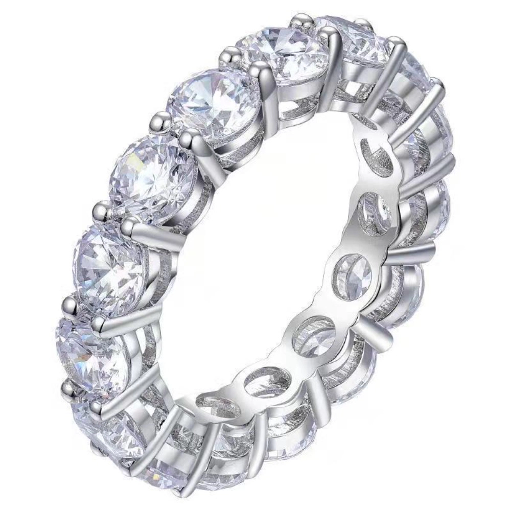 Wardrobe Whimsy Round Cut Cubic Zirconia Full Eternity Band Ring for Women