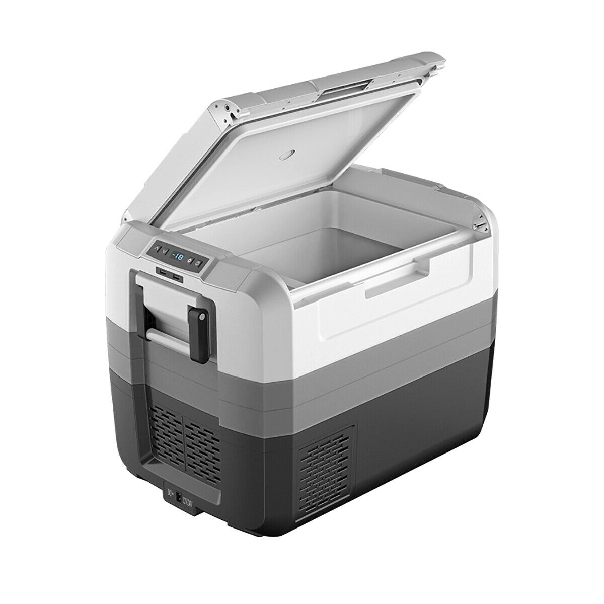 SUGIFT 58-Quart White Portable Electric Car Cooler with LED Light and Two-Way Door 26.5-in W 18-in D 21.5-in H
