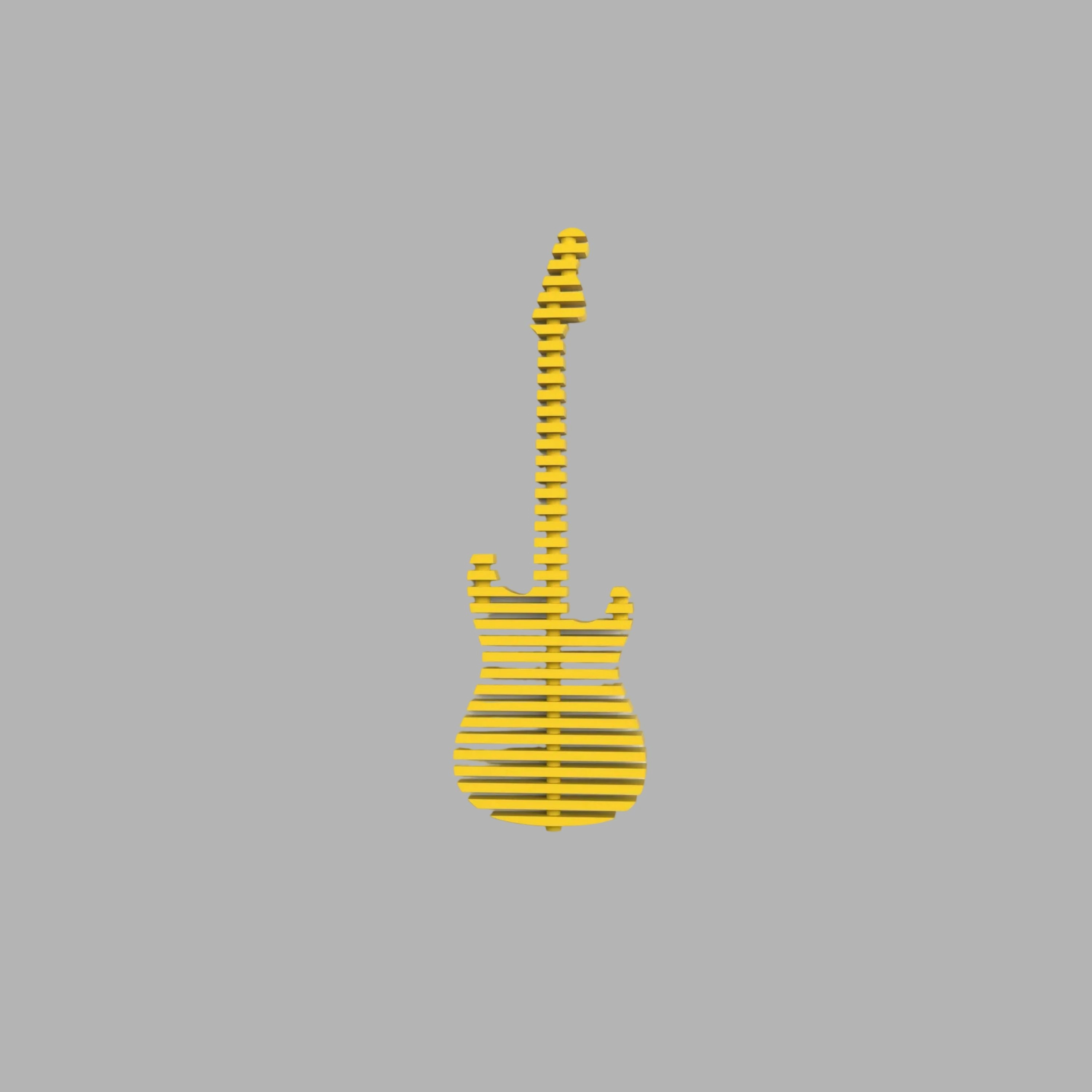 Wear Sierra Parametric Yellow 3D Guitar Wood Wall Art