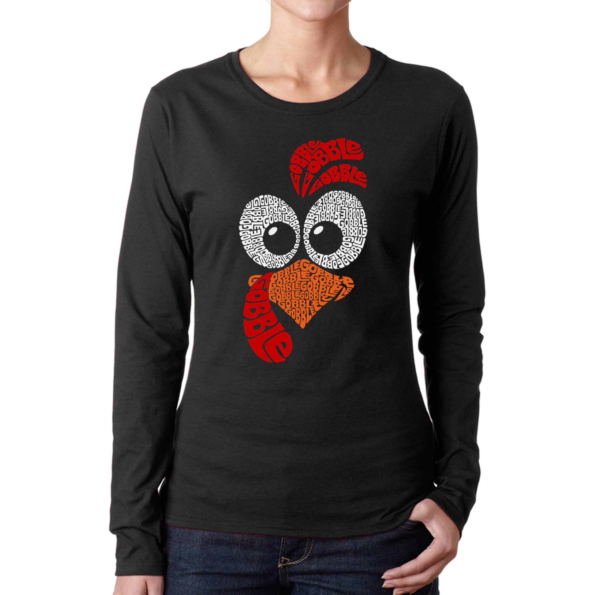 LA Pop Art Women's Word Long Sleeve T-Shirt - Turkey Face