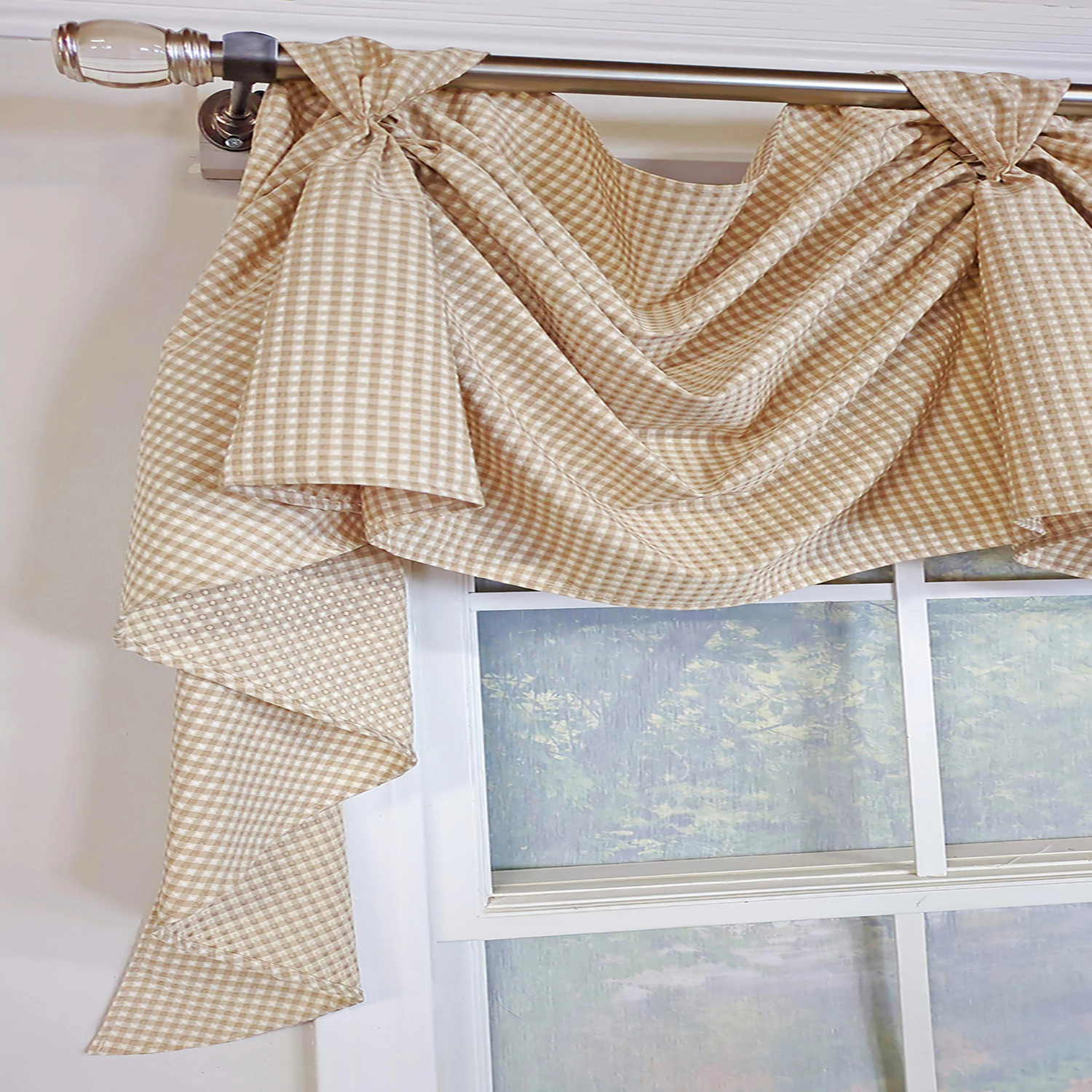 RLF Home Colburn 3-S Victory 100% Cotton Tab Top Swag Window Curtain 54" x 25" Natural